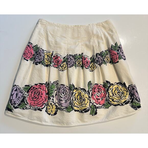 Ann Taylor LOFT Sz 4 Skirt Cotton Floral Cottagecore Preppy Folklore Shabby Chic - Picture 4 of 8